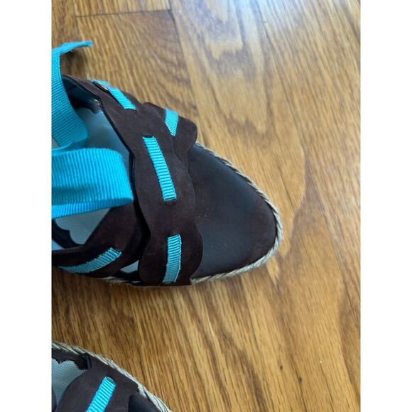 Salvatore Ferragamo Womens Wedge Espadrille Sandals US 6 1/2 6.5 Wrap Shoes - Picture 3 of 7